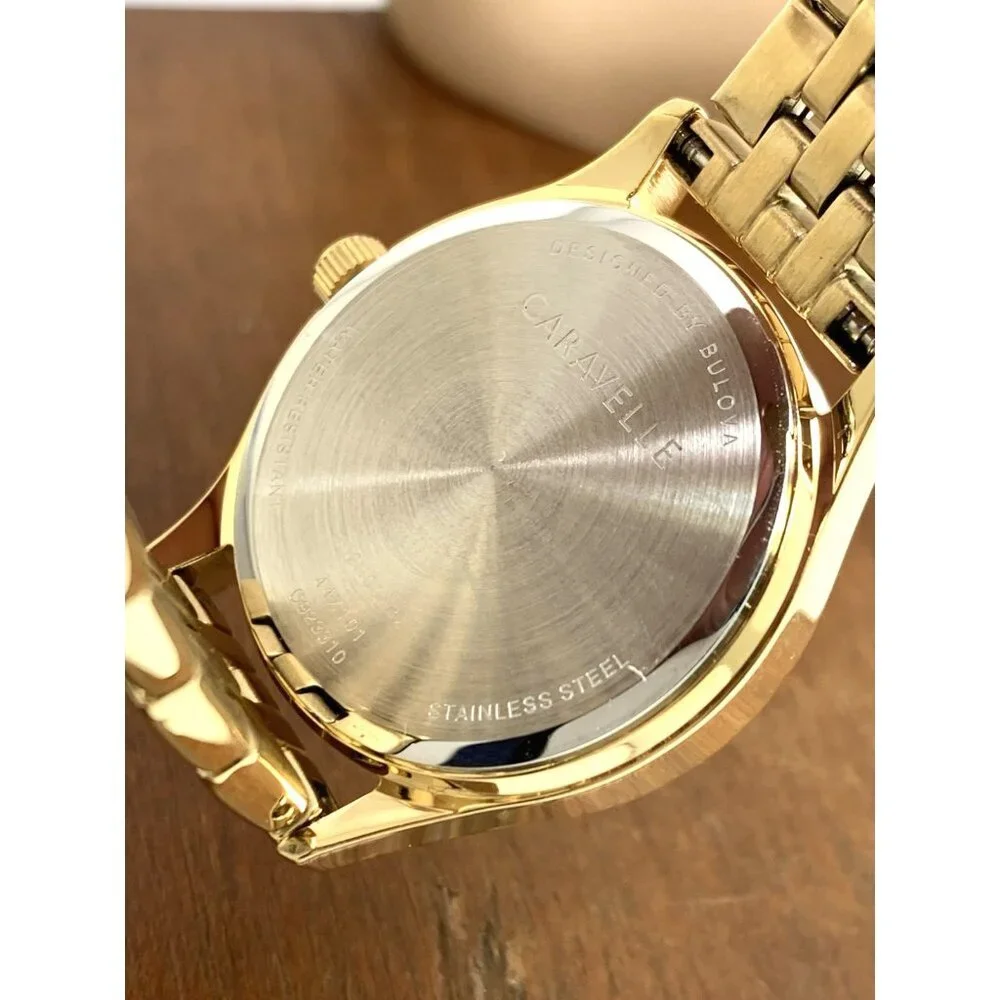 Caravelle By Bulova Women's Watch 44X101 Quartz Silver Dial Gold Steel 32mm
